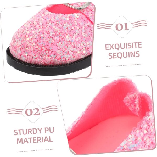 Rosa PU-Puppenschuhe mit Pailletten für 18-Zoll-Puppen – Hemobllo Modeaccessoires