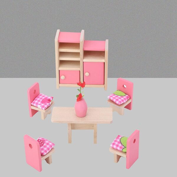 Mini Mobili in Legno per Casa delle Bambole Scala 1:12 - Set Completo 6 Stanze