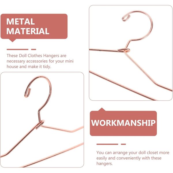 Hemobllo Mini cintres en métal pour poupées 7,5 cm or rose - Lot de 10 unités