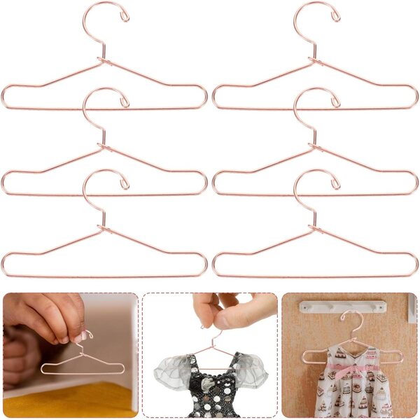 Hemobllo Mini cintres en métal pour poupées 7,5 cm or rose - Lot de 10 unités