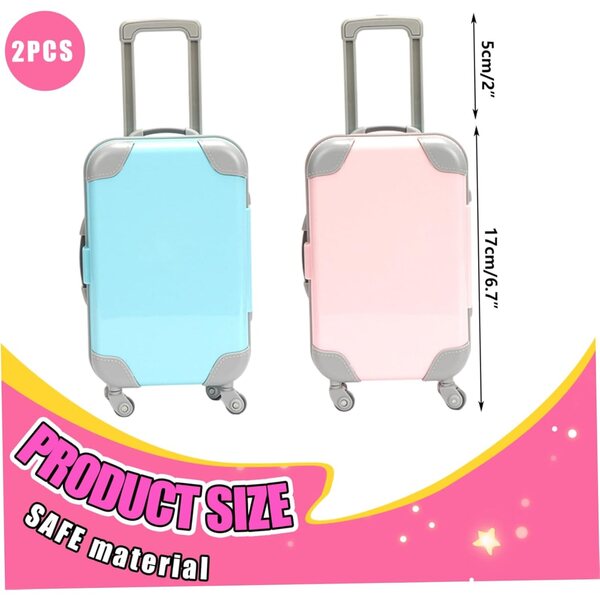 Sada 2 mini kufrů pro panenky 16-18 palců v barvě Lake Blue ABS pro příslušenství a hry