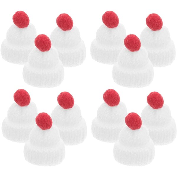Hemobllo 12 Mini Gorros Navideños de Lana Pequeños Gorros de Punto para Muñecas Accesorios para Manualidades y Decoración de Navidad Set de 12 Piezas para Bricolaje Festivo