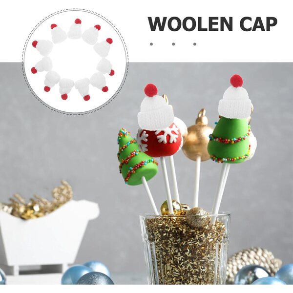Hemobllo 12 Mini Gorros Navideños de Lana Pequeños Gorros de Punto para Muñecas Accesorios para Manualidades y Decoración de Navidad Set de 12 Piezas para Bricolaje Festivo
