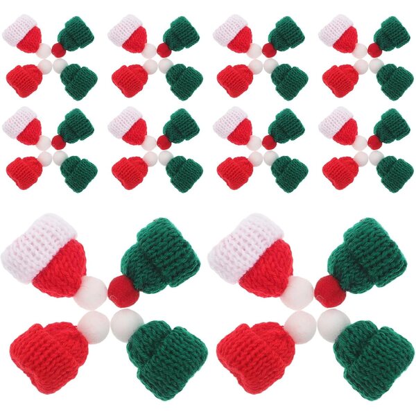 Hemobllo 40 Mini Gorros en laine pour décorations de Noël et accessoires de poupée