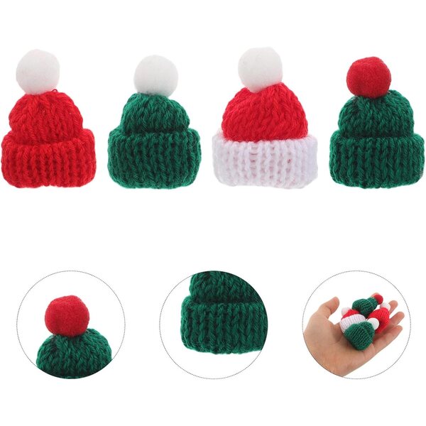 Hemobllo 40 Mini Gorros en laine pour décorations de Noël et accessoires de poupée