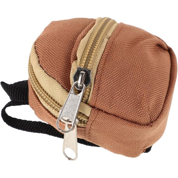 Hemobllo Mochila para Muñecas Cremallera Ligera y Mini Tamaño para Niñas, Color Marrón Claro, Accesorios de Juego de Simulación para Muñecas, Mochila Infantil para Juegos Creativos