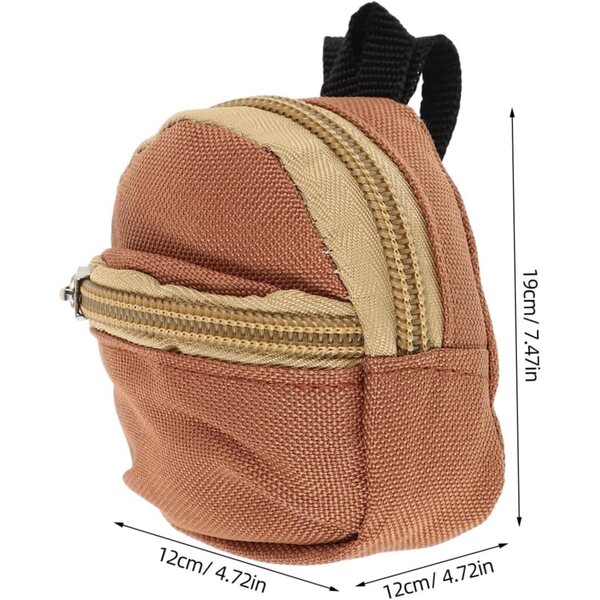 Hemobllo Mochila para Muñecas Cremallera Ligera y Mini Tamaño para Niñas, Color Marrón Claro, Accesorios de Juego de Simulación para Muñecas, Mochila Infantil para Juegos Creativos
