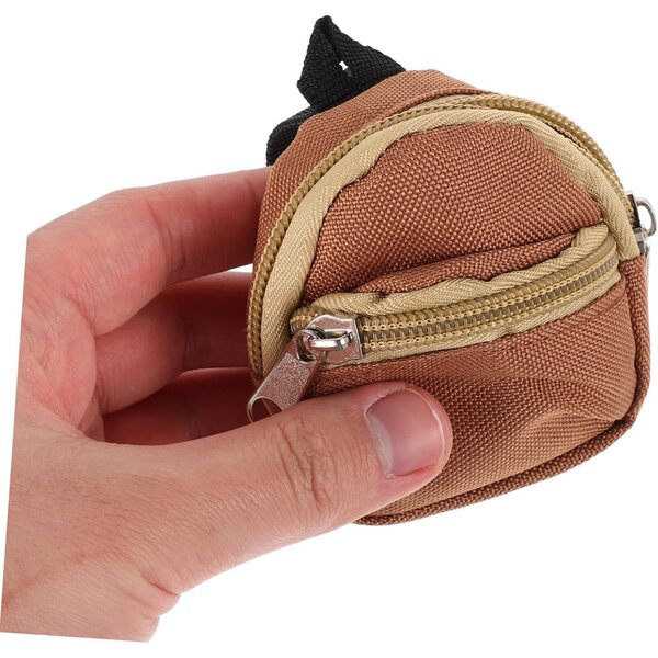 Hemobllo Mochila para Muñecas Cremallera Ligera y Mini Tamaño para Niñas, Color Marrón Claro, Accesorios de Juego de Simulación para Muñecas, Mochila Infantil para Juegos Creativos