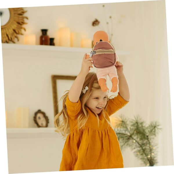 Hemobllo Mochila para Muñecas Cremallera Ligera y Mini Tamaño para Niñas, Color Marrón Claro, Accesorios de Juego de Simulación para Muñecas, Mochila Infantil para Juegos Creativos