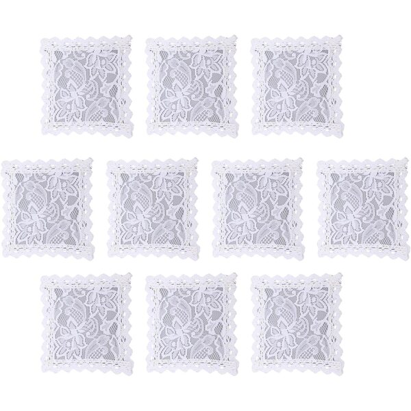 Set 10 Tappetini in Pizzo Vintage 11x11 cm per Casa delle Bambole 1:12