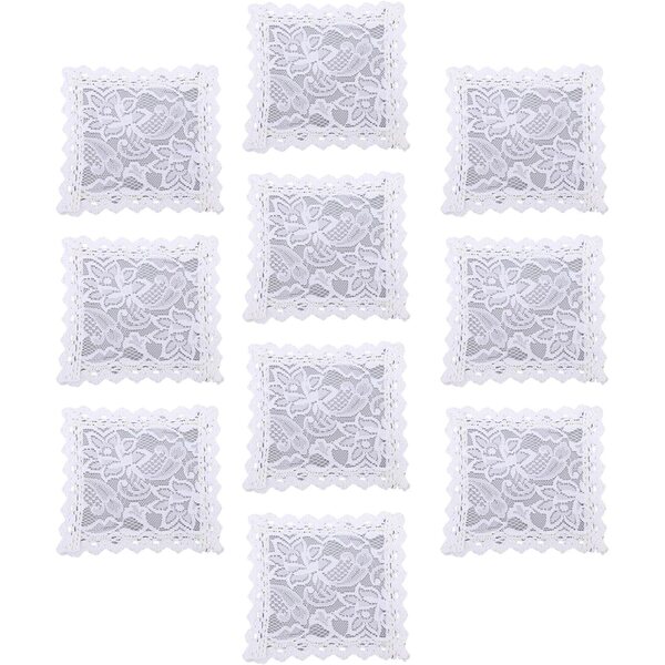Set 10 Tappetini in Pizzo Vintage 11x11 cm per Casa delle Bambole 1:12
