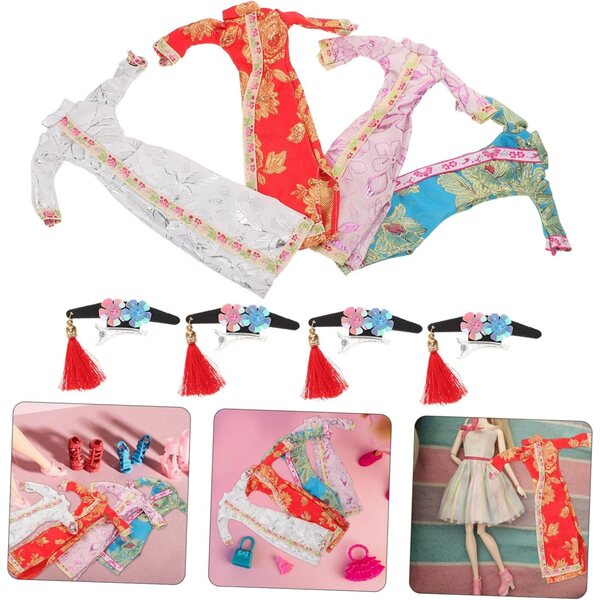 Hemobllo 4 Juegos Babydoll Cheongsam Vestido Chino para Muñecas de Accesorios para Ropa Infantil para Decoración
