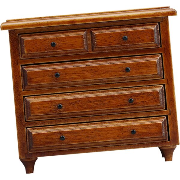 Armadietto antico miniatura 5 cassetti in legno castagno 1:12 per case delle bambole