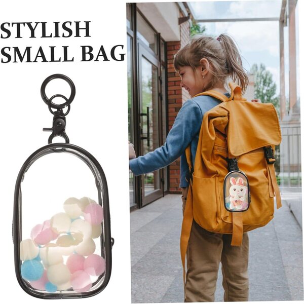 Hemobllo Tragbare transparente Tasche mit Reißverschluss und Haken zum Aufbewahren und Präsentieren von Puppen