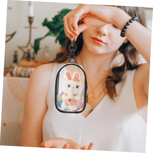 Hemobllo Tragbare transparente Tasche mit Reißverschluss und Haken zum Aufbewahren und Präsentieren von Puppen