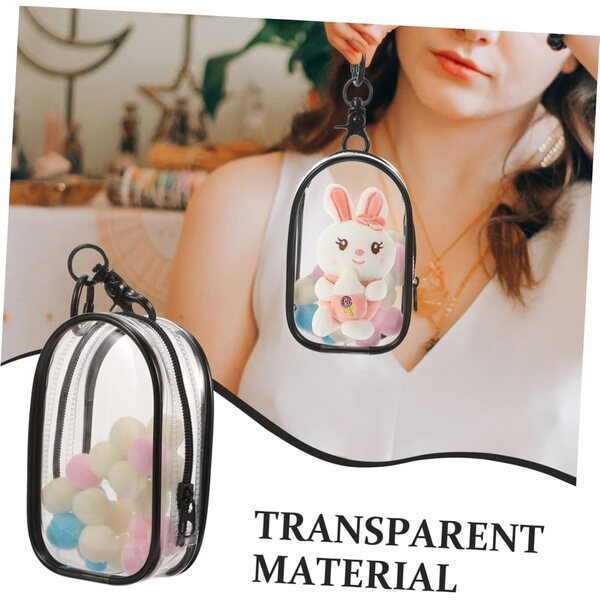Hemobllo Tragbare transparente Tasche mit Reißverschluss und Haken zum Aufbewahren und Präsentieren von Puppen