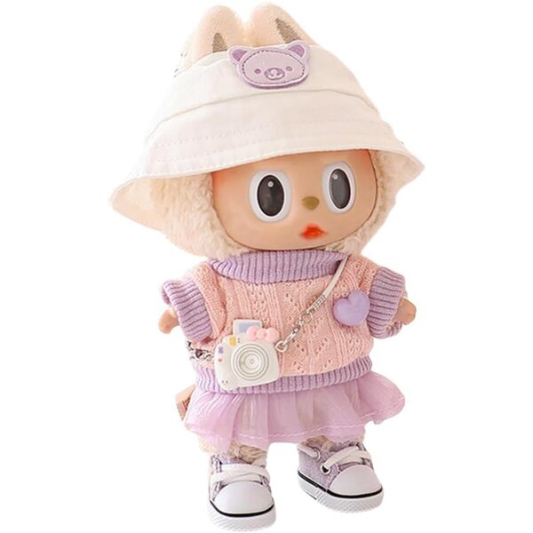 Robe peluche pour poupée 17cm avec accessoires violets tendance CRGANGZY