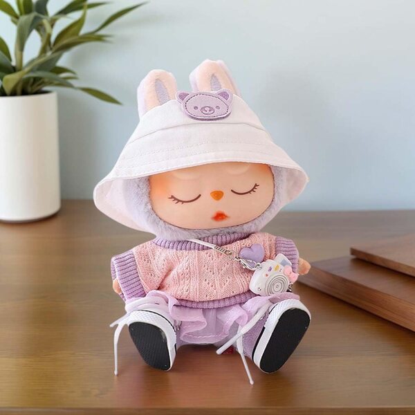 Robe peluche pour poupée 17cm avec accessoires violets tendance CRGANGZY
