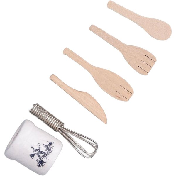 Mini-Küchenutensilien-Set 1:12 aus Holz und Metall für Puppenhäuser – Rcniso
