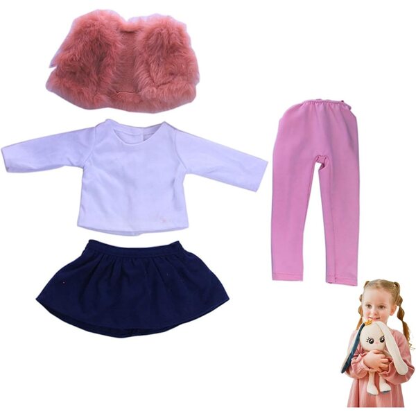 Juego de Ropa para muñecas de 18 Pulgadas, Atuendo de Invierno, Incluye Chaleco, Falda, Leggings y Camisa de Manga Larga, Ropa para muñecas de bebé de 18 Pulgadas, Accesorios para de niña