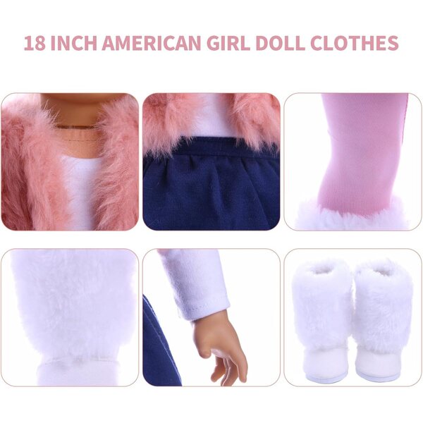 Juego de Ropa para muñecas de 18 Pulgadas, Atuendo de Invierno, Incluye Chaleco, Falda, Leggings y Camisa de Manga Larga, Ropa para muñecas de bebé de 18 Pulgadas, Accesorios para de niña