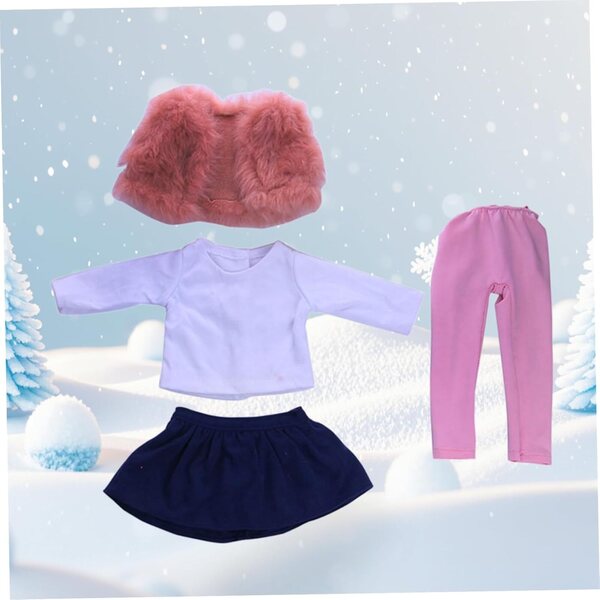 Juego de Ropa para muñecas de 18 Pulgadas, Atuendo de Invierno, Incluye Chaleco, Falda, Leggings y Camisa de Manga Larga, Ropa para muñecas de bebé de 18 Pulgadas, Accesorios para de niña
