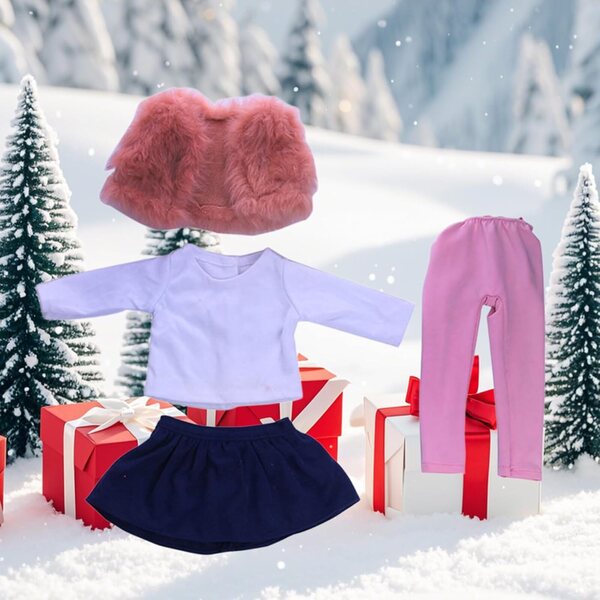Juego de Ropa para muñecas de 18 Pulgadas, Atuendo de Invierno, Incluye Chaleco, Falda, Leggings y Camisa de Manga Larga, Ropa para muñecas de bebé de 18 Pulgadas, Accesorios para de niña
