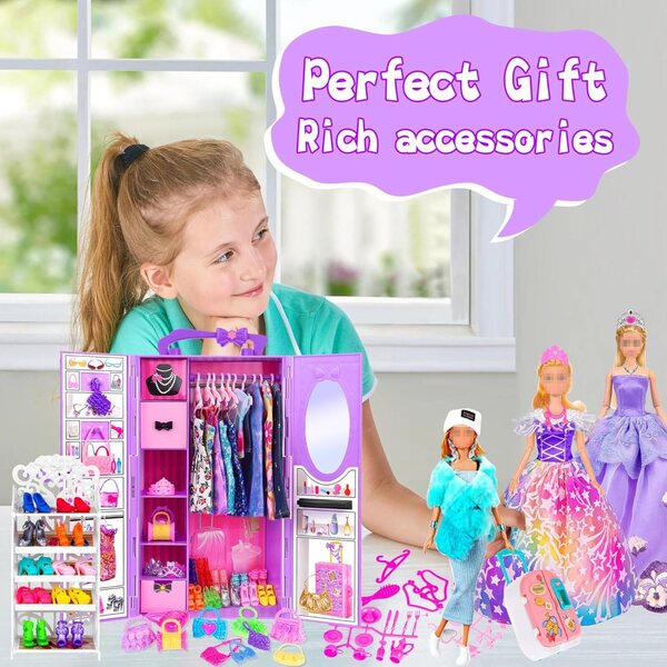 106-teiliges Ebuddy-Modeset für 11,5-Zoll-Puppen mit Garderobe und Accessoires