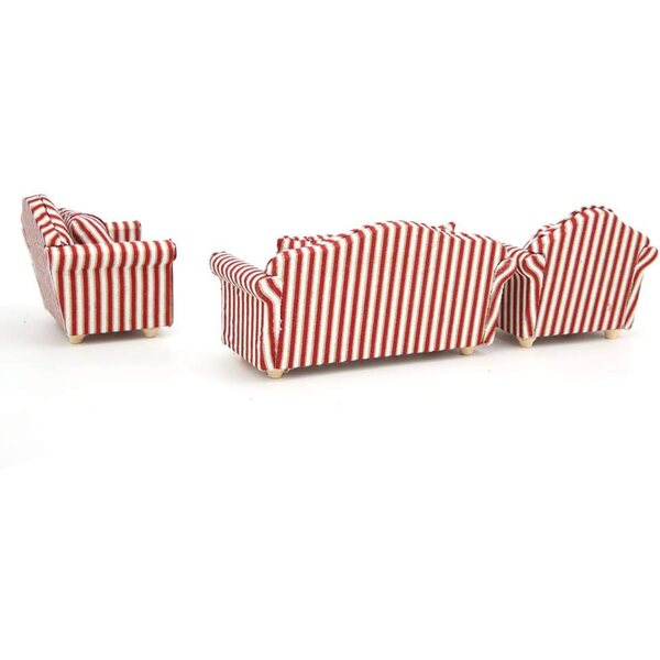 HEEPDD Set Divani Mini Casa delle Bambole 1:12 in Legno e Tessuto con 4 Cuscini