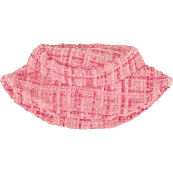 Heless Monster Styles 7514 Roze Bouclé Jurk en Muts met Kawaii Ruitjesprint 15 cm