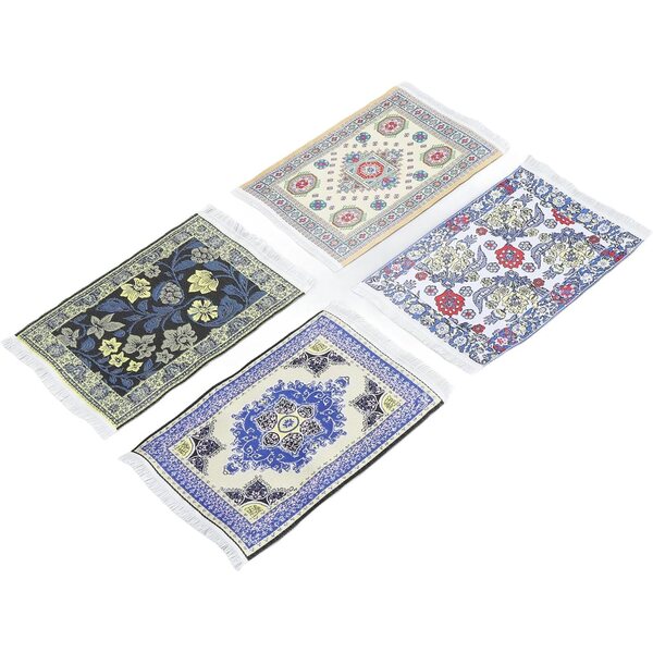 HEEPDD Tappeto in Tessuto per Casa delle Bambole Miniatura 4 Pezzi 9,8x16 cm