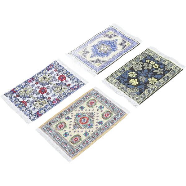 HEEPDD Tappeto in Tessuto per Casa delle Bambole Miniatura 4 Pezzi 9,8x16 cm