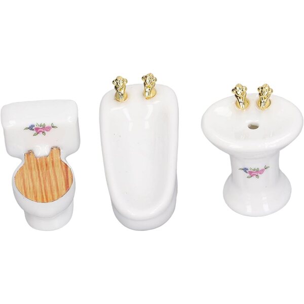 HEEPDD Set Bagno Miniatura Casa delle Bambole 1/24, Ceramica, 3 Pezzi Vivaci