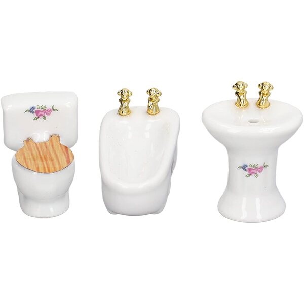 HEEPDD Set Bagno Miniatura Casa delle Bambole 1/24, Ceramica, 3 Pezzi Vivaci