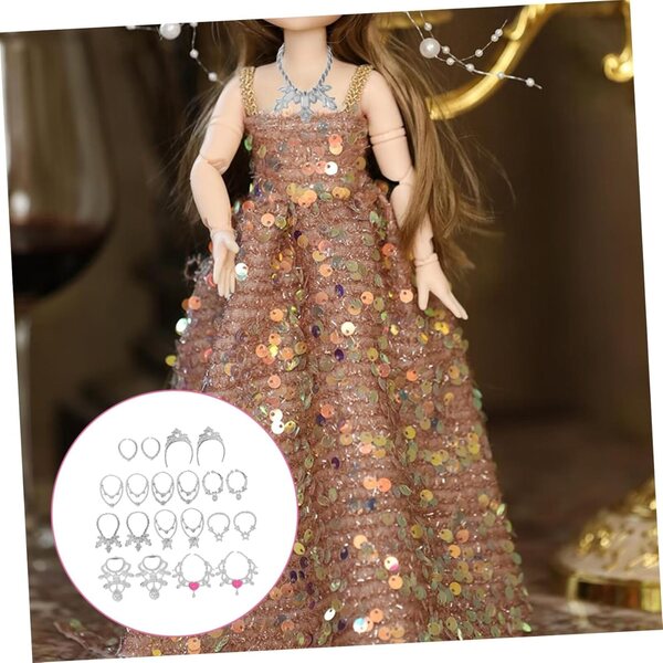 YARNOW Juego De Joyas Delicadas para Muñecas y Niños Collares Miniatura De 30 Cm Accesorios Plásticos para Vestir Muñecas Set Mixto De 20 Piezas y Decoración