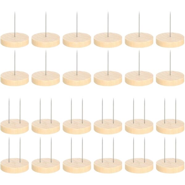 24 Supporti per Bambole all'Uncinetto in Legno e Metallo, base robusta 4 cm