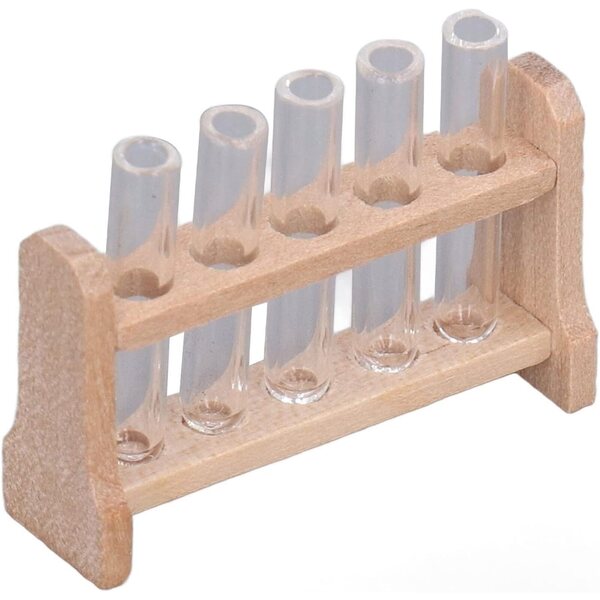 Provette in miniatura casa delle bambole 1:12 legno e vetro realistico con supporto