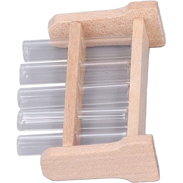 Provette in miniatura casa delle bambole 1:12 legno e vetro realistico con supporto