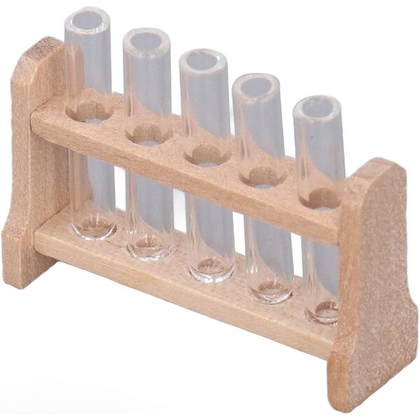 Provette in miniatura casa delle bambole 1:12 legno e vetro realistico con supporto