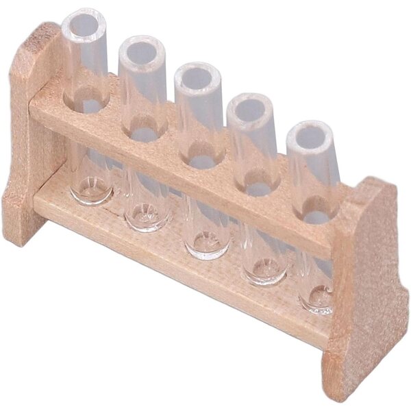 Provette in miniatura casa delle bambole 1:12 legno e vetro realistico con supporto
