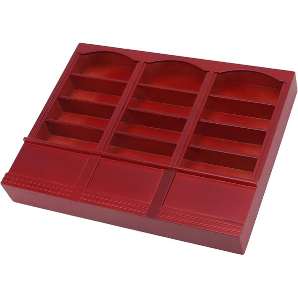 Libreria in Legno per Casa delle Bambole 1:12 Rosso Realistica e Dettagliata
