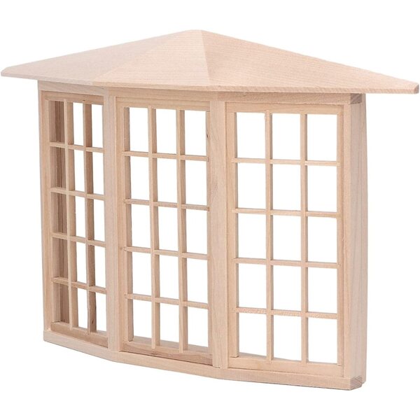 HEEPDD Finestra a Bovindo in Legno di Betulla per Casa delle Bambole 1/12, 24x15,5x4 cm