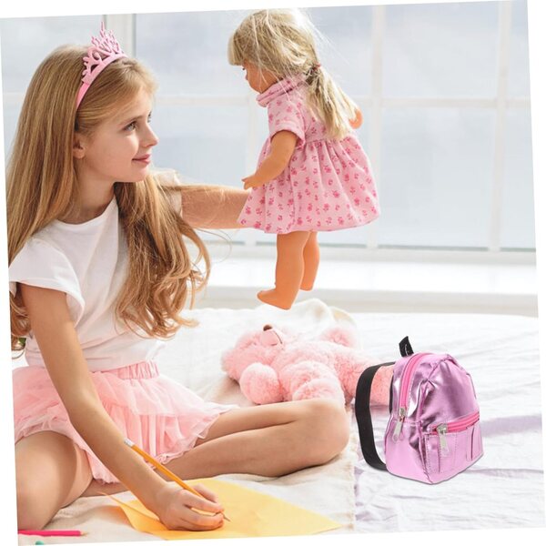 Mini-Rosa-Rucksack für 18-Zoll-Puppen – dekoratives Accessoire und Spielzeug