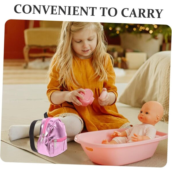 Mini-Rosa-Rucksack für 18-Zoll-Puppen – dekoratives Accessoire und Spielzeug