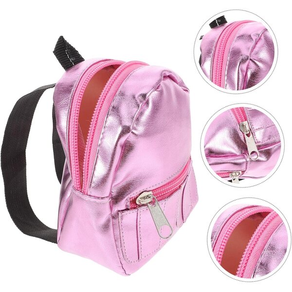 Mini-Rosa-Rucksack für 18-Zoll-Puppen – dekoratives Accessoire und Spielzeug