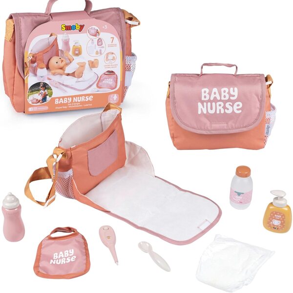 Smoby Baby Nurse kokkupandav mähkimiskott koos tarvikutega kuni 42 cm nukkudele