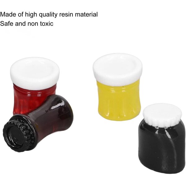 Set 4 Barattoli Miniatura Marmellata in Resina 1:12 per Casa delle Bambole