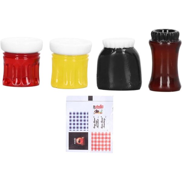 Set 4 Barattoli Miniatura Marmellata in Resina 1:12 per Casa delle Bambole