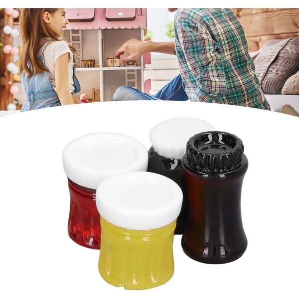 Set 4 Barattoli Miniatura Marmellata in Resina 1:12 per Casa delle Bambole