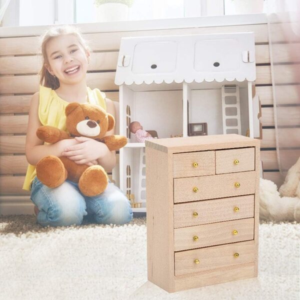 LIZEALUCKY Mobile Armadio in Miniatura in Legno per Casa delle Bambole 1:12